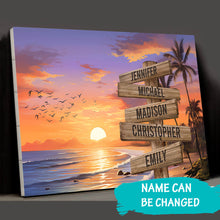 Load image into Gallery viewer, Sunset Palm Trees Color Multi-Names Premium Canvas Poster