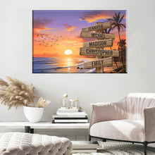 Load image into Gallery viewer, Sunset Palm Trees Color Multi-Names Premium Canvas