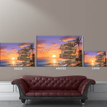 Load image into Gallery viewer, Sunset Palm Trees Color Multi-Names Premium Canvas