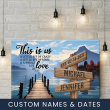 Load image into Gallery viewer, Sunshine Pier Color Personalized "THIS IS US" Multi-Names Premium Canvas Poster