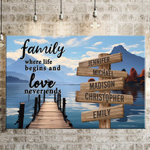 Load image into Gallery viewer, Sunshine Pier Color Where Life Begins And Love Never Ends Multi-Names Premium Canvas Poster