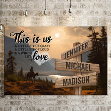 Load image into Gallery viewer, Surrounded by Mountains Color Personalized "THIS IS US" Multi-Names Premium Canvas