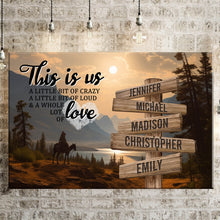 Load image into Gallery viewer, Surrounded by Mountains Color Personalized "THIS IS US" Multi-Names Premium Canvas Poster