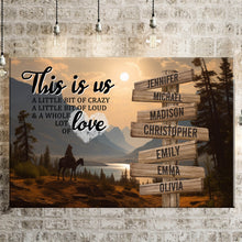 Load image into Gallery viewer, Surrounded by Mountains Color Personalized "THIS IS US" Multi-Names Premium Canvas
