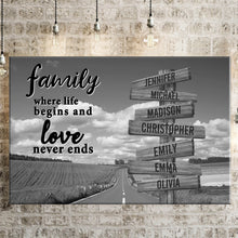 Load image into Gallery viewer, Country Road   Where Life Begins And Love Never Ends Multi-Names Premium Canvas
