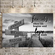 Load image into Gallery viewer, Lake Dock  Where Life Begins And Love Never Ends Multi-Names Premium Canvas