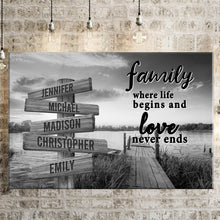 Load image into Gallery viewer, Lake Dock  Where Life Begins And Love Never Ends Multi-Names Premium Canvas