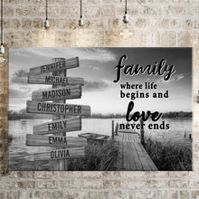 Load image into Gallery viewer, Lake Dock Where Life Begins And Love Never Ends Multi-Names Premium Canvas Poster