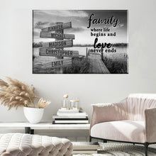 Load image into Gallery viewer, Lake Dock  Where Life Begins And Love Never Ends Multi-Names Premium Canvas