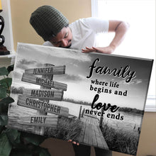 Load image into Gallery viewer, Lake Dock  Where Life Begins And Love Never Ends Multi-Names Premium Canvas