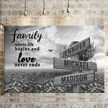 Load image into Gallery viewer, Love Tree Where Life Begins And Love Never Ends Multi-Names Premium Canvas