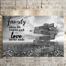 Load image into Gallery viewer, Love Tree Where Life Begins And Love Never Ends Multi-Names Premium Canvas