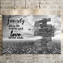 Load image into Gallery viewer, Love Tree Where Life Begins And Love Never Ends Multi-Names Premium Canvas Poster