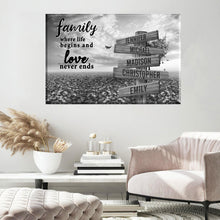 Load image into Gallery viewer, Love Tree Where Life Begins And Love Never Ends Multi-Names Premium Canvas