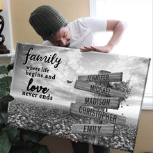 Load image into Gallery viewer, Love Tree Where Life Begins And Love Never Ends Multi-Names Premium Canvas