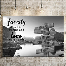 Load image into Gallery viewer, Mountain Creek  Where Life Begins And Love Never Ends Multi-Names Premium Canvas