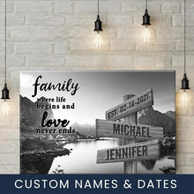 Load image into Gallery viewer, Mountain Creek Where Life Begins And Love Never Ends Multi-Names Premium Canvas Poster