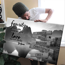 Load image into Gallery viewer, Mountain River Where Life Begins And Love Never Ends Multi-Names Premium Canvas