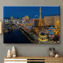 Load image into Gallery viewer, Nightlife in Las Vegas Framed Canvas Painting, Wall Art Prints - Ready to Hang