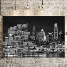 Load image into Gallery viewer, Nightlife in Philadelphia Multi-Names Premium Canvas