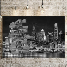 Load image into Gallery viewer, Nightlife in Philadelphia Multi-Names Premium Canvas