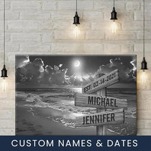 Load image into Gallery viewer, Ocean Night Beach Multi-Names Premium Canvas Poster