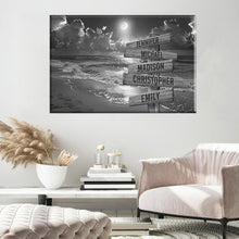 Load image into Gallery viewer, Ocean Night Beach Multi-Names Premium Canvas