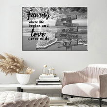 Load image into Gallery viewer, Ocean Sunset  Where Life Begins And Love Never Ends Multi-Names Premium Canvas