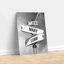 Load image into Gallery viewer, Personalized Canvas "Vintage Street Sign for couples"