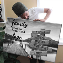 Load image into Gallery viewer, River Pier  Where Life Begins And Love Never Ends Multi-Names Premium Canvas