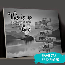 Load image into Gallery viewer, Riverside Sunset Personalized "THIS IS US" Multi-Names Premium Canvas Poster
