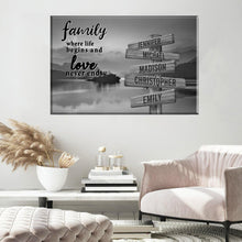 Load image into Gallery viewer, Riverside Sunset Where Life Begins And Love Never Ends Multi-Names Premium Canvas Poster
