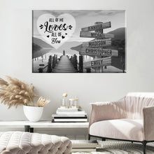 Load image into Gallery viewer, Riverside at Dusk All of Me Loves All of You Multi-Names Premium Canvas