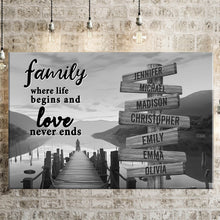 Load image into Gallery viewer, Riverside at Dusk  Where Life Begins And Love Never Ends Multi-Names Premium Canvas