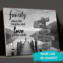 Load image into Gallery viewer, Riverside at Dusk Where Life Begins And Love Never Ends Multi-Names Premium Canvas Poster