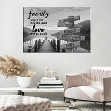 Load image into Gallery viewer, Riverside at Dusk Where Life Begins And Love Never Ends Multi-Names Premium Canvas Poster