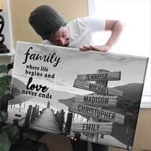 Load image into Gallery viewer, Riverside at Dusk  Where Life Begins And Love Never Ends Multi-Names Premium Canvas