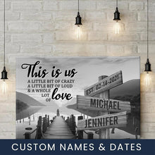 Load image into Gallery viewer, Riverside at Dusk Personalized "THIS IS US" Multi-Names Premium Canvas