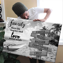 Load image into Gallery viewer, Summer Beach  Where Life Begins And Love Never Ends Multi-Names Premium Canvas