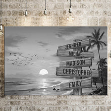 Load image into Gallery viewer, Sunset Palm Trees Multi-Names Premium Canvas