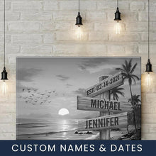 Load image into Gallery viewer, Sunset Palm Trees Multi-Names Premium Canvas Poster