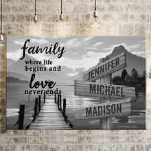 Load image into Gallery viewer, Sunshine Pier Where Life Begins And Love Never Ends Multi-Names Premium Canvas Poster