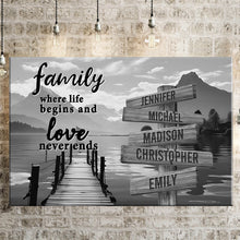 Load image into Gallery viewer, Sunshine Pier  Where Life Begins And Love Never Ends Multi-Names Premium Canvas