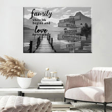Load image into Gallery viewer, Sunshine Pier  Where Life Begins And Love Never Ends Multi-Names Premium Canvas