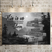 Load image into Gallery viewer, Surrounded by Mountains Personalized "THIS IS US" Multi-Names Premium Canvas Poster