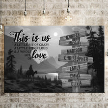 Load image into Gallery viewer, Surrounded by Mountains Personalized "THIS IS US" Multi-Names Premium Canvas Poster