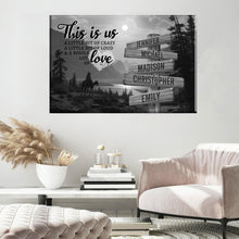 Load image into Gallery viewer, Surrounded by Mountains Personalized "THIS IS US" Multi-Names Premium Canvas Poster