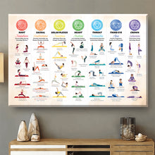 Load image into Gallery viewer, Yoga Poses Chakra Framed Canvas Painting, Wall Art Prints - Ready to Hang