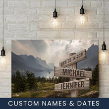 Load image into Gallery viewer, Mountain Range Color Multi-Names Premium Canvas Poster