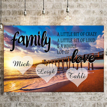 Load image into Gallery viewer, Personalized Family Color Ocean Pier Multi-Names Premium Canvas Poster